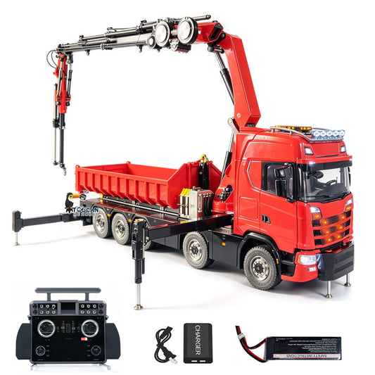 TOUCAN 1/14 RC Hydraulic Crane Truck 770S RTR 10X10 3Speed Metal Dumper Fly Jib Arm Rear Lift Steer Axle Wheel Reduction Diff Lock