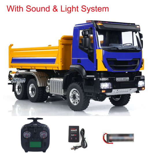 LESU 1/14 RC Camion à benne basculante hydraulique 3 voies Métal 6x6 Radio Control Tipper Car Model