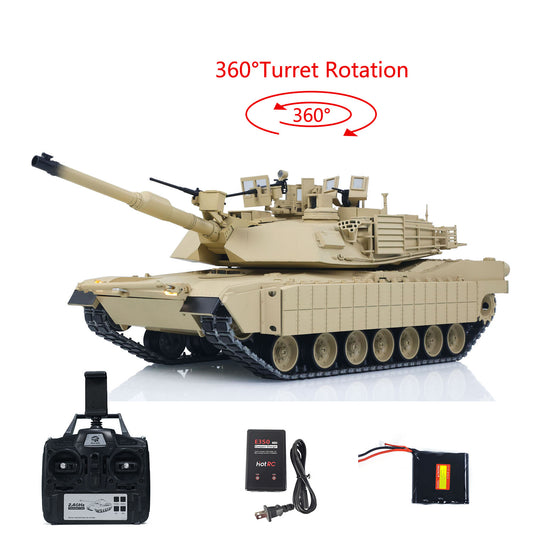 TOUCAN 1/16 Metal RC Tank M1A2 Abrams IR Dual Current Driving Gearbox Barrel Recoil Elevation 360 Turret Rotation Smoke RTR FPV Camera Charger