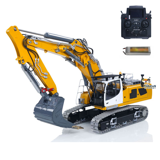 LESU 1/14 RC Hydraulic Excavator LR956 Metal 3 Arms Digger Model 4+3CH Valve Dual Pumps Light Flysky PL18EV LITE