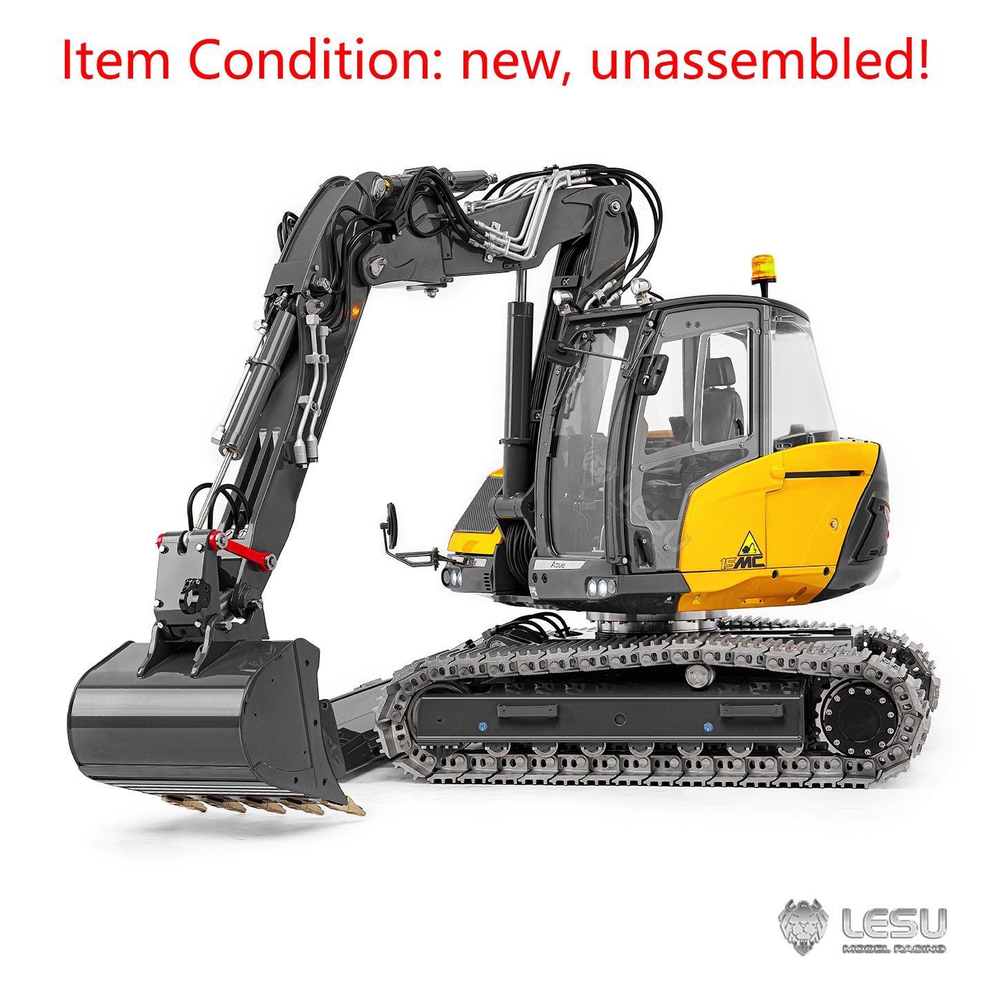 LESU MC15 4 Arms Metal 1/14 Hydraulic Remote Control Excavator KIT Model RC Digger Dual Pumps 9 Ways Valve Light Sound Motor