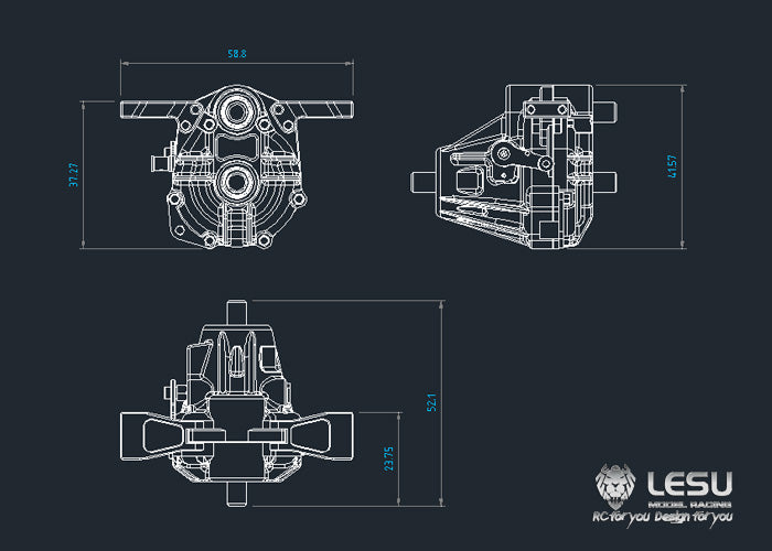 LESU Metall Transfer Fall Differential Sperren Für TAMIYA 1/14 RC Traktor Lkw Dumper