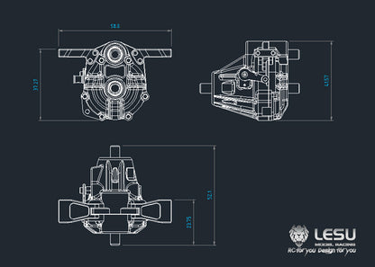 LESU Metall Transfer Fall Differential Sperren Für TAMIYA 1/14 RC Traktor Lkw Dumper