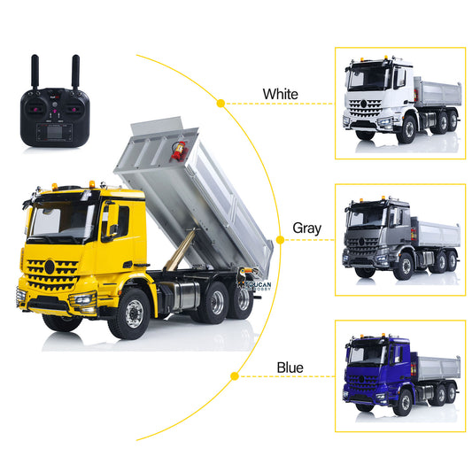 6X6 Metal Chassis 1/14 RC Hydraulic Tipper 2Speed Remote Control Dumper Truck 3348 Light Sound Radio Battery RTR Model Car