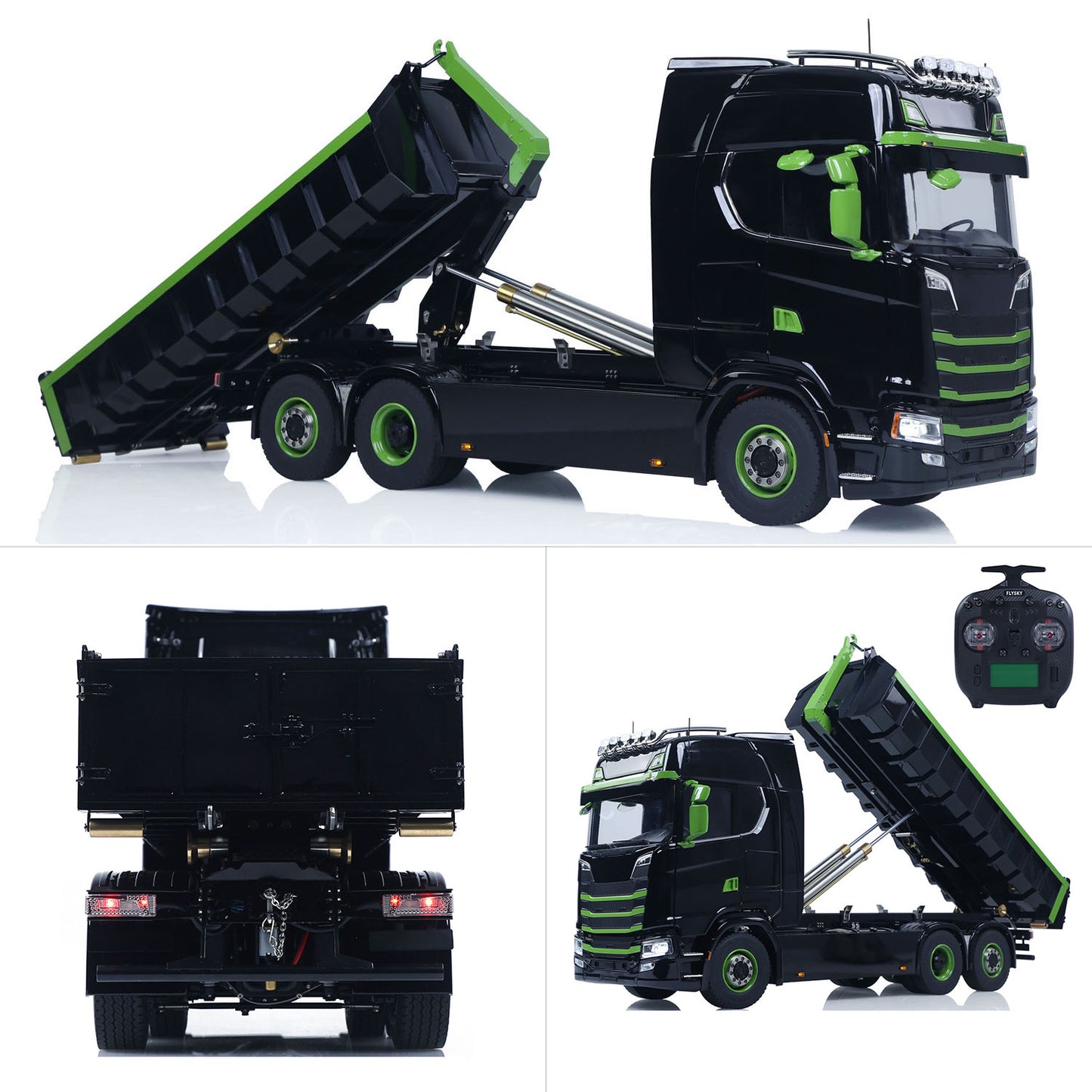Fast Shipping Metal 6x6 1/14 Hydraulic RC Roll Off Dumper Truck Rear Axle Lifting Steering Car