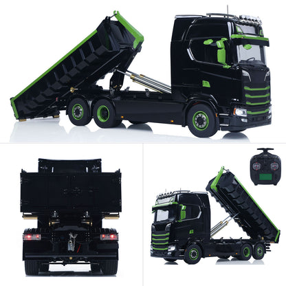 Fast Shipping Metal 6x6 1/14 Hydraulic RC Roll Off Dumper Truck Rear Axle Lifting Steering Car