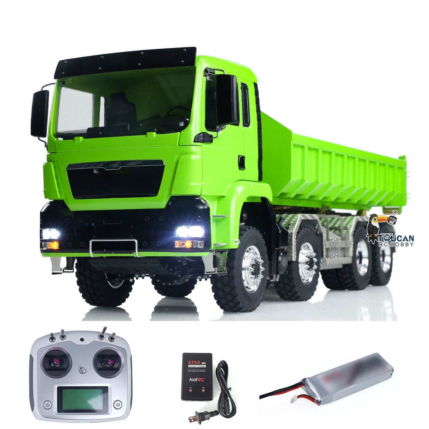 LESU TGS 1/14 RC Hydraulic Roll On Off Dump Truck 8x8 Metal Chassis Dumper Differential Lock EDS Axles 2Speed Gearbox Model Car