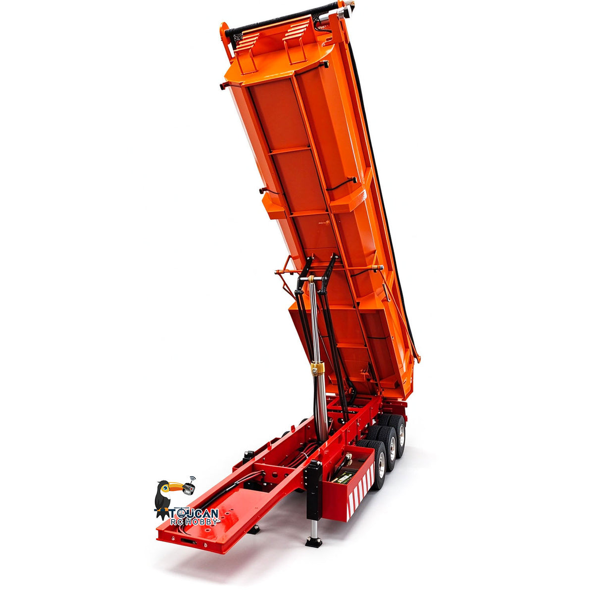 1/14 RC Hydraulic Semi Trailers 3 Axle Metal U Shape Bed Remote Control Dump Trailer Model With Electric Support Legs Side Light