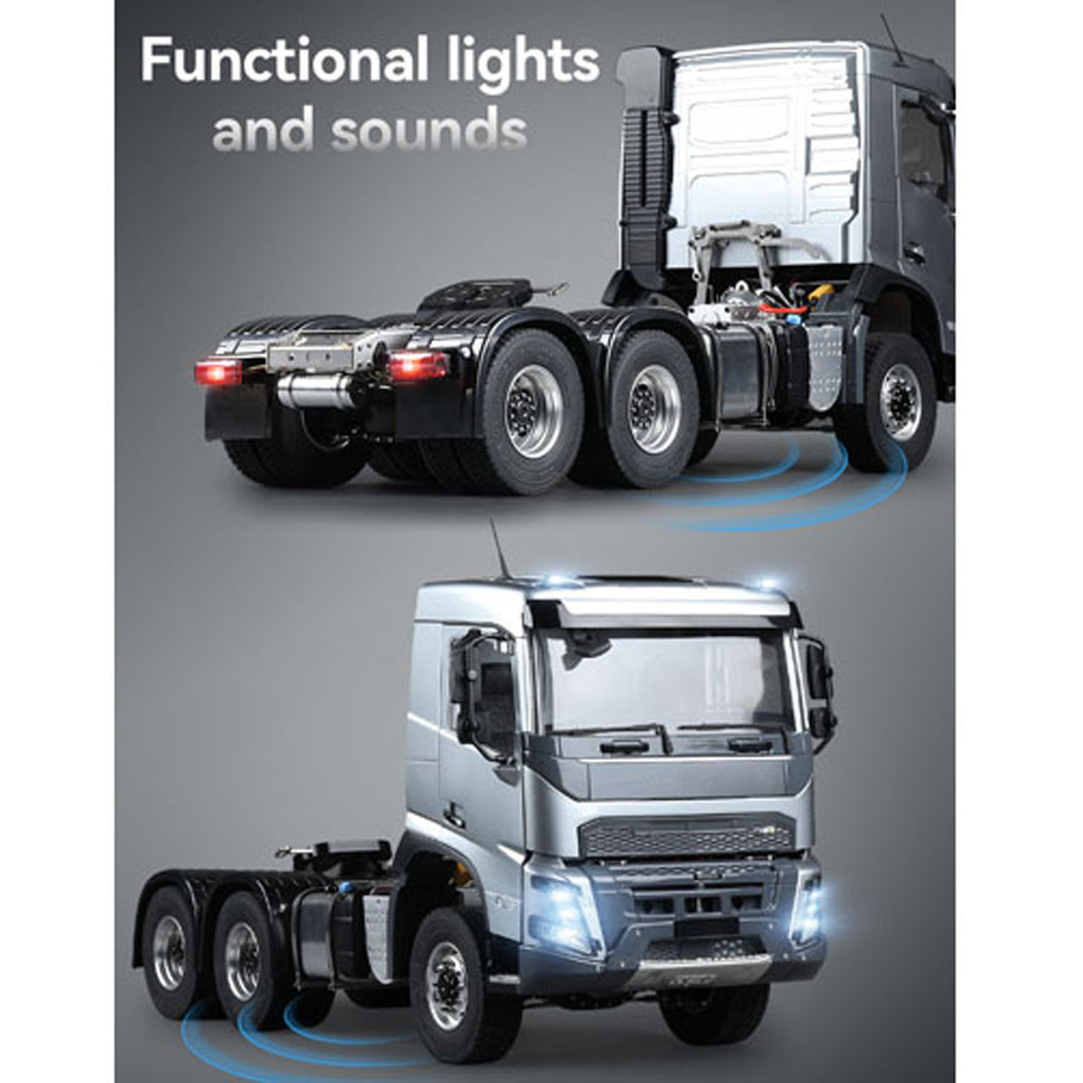 Double E 1/14 6*6 RC Tractor Truck FMX Remote Control Simulation Vehicle 2Speed Metal Chassis Rail Axle Locks Sound System