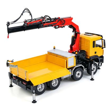 LESU Metal 1/14 RC Hydraulic Crane Truck 8X8 3Speed Remote Control Lorry Model 7CH Valve 6 Outriggers Light Sound Axle Diff Lock