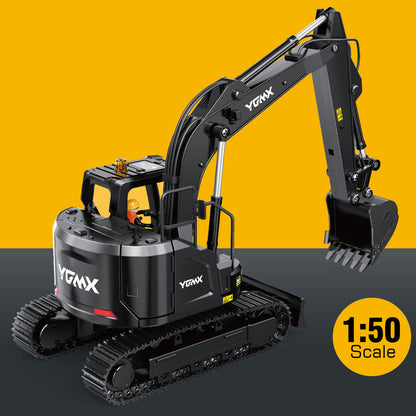 Metal 1/50 Electric Remote Control Excavator Ready To Run Mini RC Engineering Vehicle Model Lights Sounds Desktop Level Gift