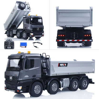 ONLY ONE US STOCK HUINA 1/14 Remote Control Dump Truck 12CH RC Tipper Finished Model Toy Gift RTR Light Sound Effects Radio USB Charging Cable