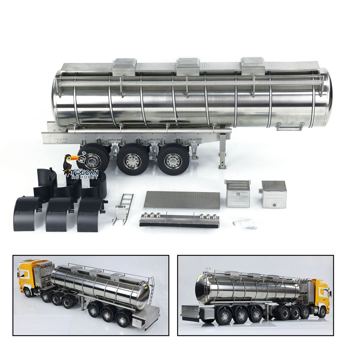 1/14 Scale Metal 6*6 Semi-trailer Fuel Tank for RC Tractor Truck Transport Vehicle Model