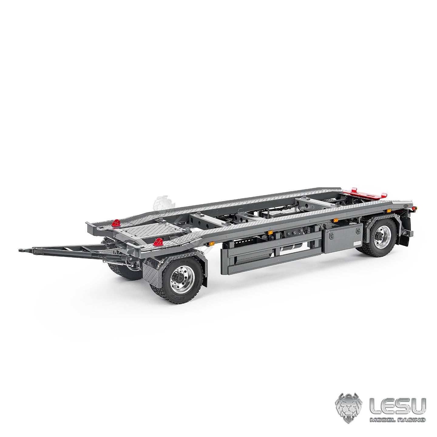 Finished 1/14 Metal RC Trailer A0065 Model Front Wheel Steerable for LESU Radio Controlled Hydraulic Roll on off Dumper Tipper