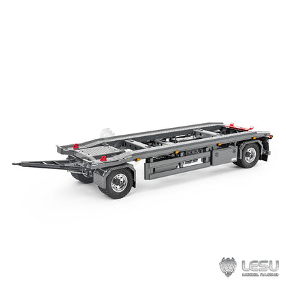 Finished 1/14 Metal RC Trailer A0065 Model Front Wheel Steerable for LESU Radio Controlled Hydraulic Roll on off Dumper Tipper