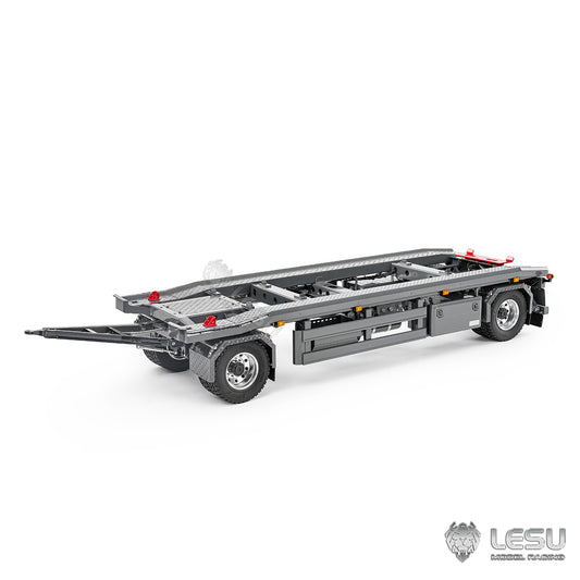 Finished 1/14 Metal RC Trailer A0065 Model Front Wheel Steerable for LESU Radio Controlled Hydraulic Roll on off Dumper Tipper