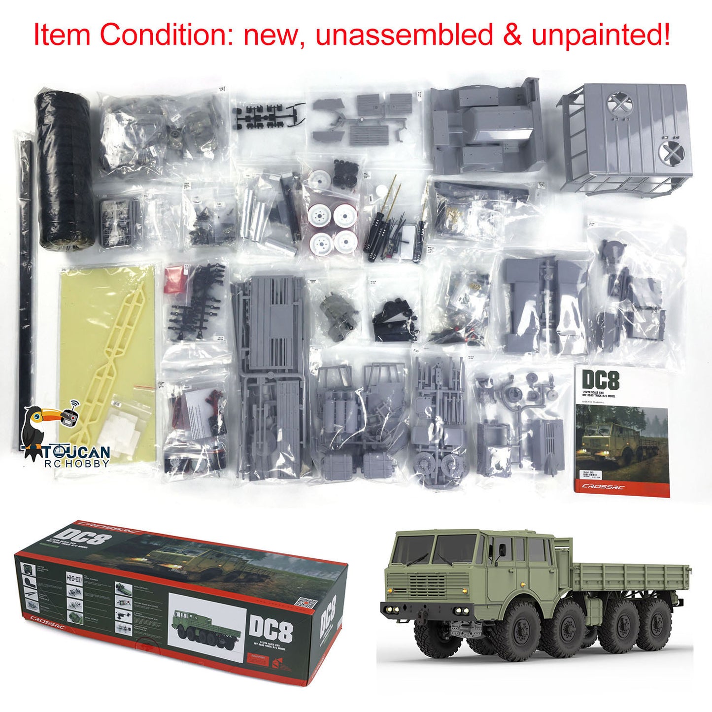 CROSSRC DC8 8X8 1/12 KIT de camion à chenilles militaire tout-terrain électrique RC