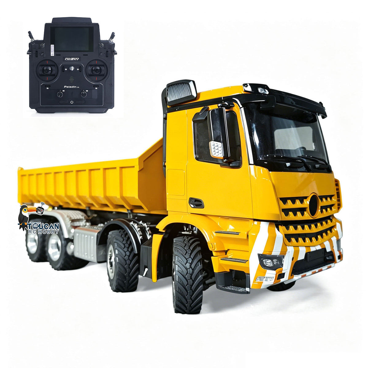 TOUCAN Off Road Version 1/14 Hydraulic Remote Control Roll On Off Dumper 3 Valves 8*8 RC Full Tipper 3Speed Gearbox Light Sound System