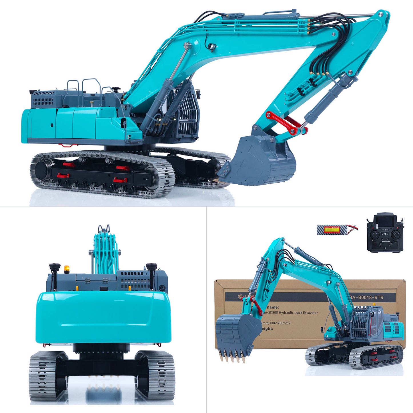 LESU 1/14 RC Metal Hydraulic Excavator SK500 RTR Remote Control Digger Model 6CH Valve 3MAP Pump Relief Valve PL18EV Lite Radio