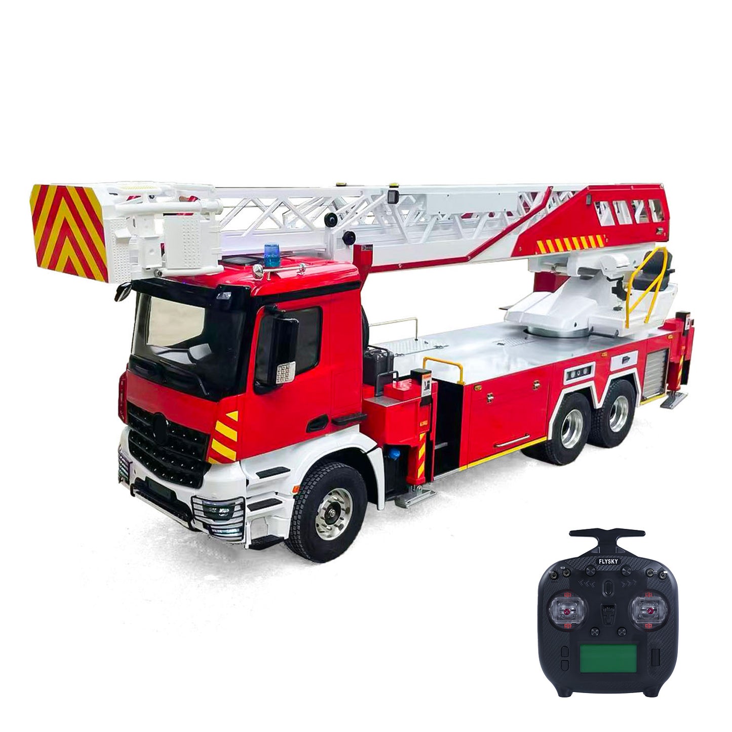 1/14 6x4 Remote Control Electric Lift Ladder Fire Truck 2Speed Gearbox Metal Chassis RC Rescue Vehicle Model Lights Sound System Drive Shafts