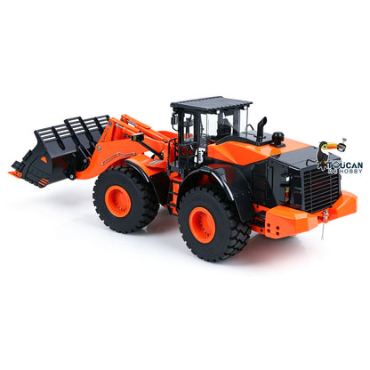 JDM 198 1/14 Hydraulic RC Wheel Loader ZW370 Metal Construction Model 4WD Diff Lock 2 Speed Gearbox Brushless Drive Sound Light
