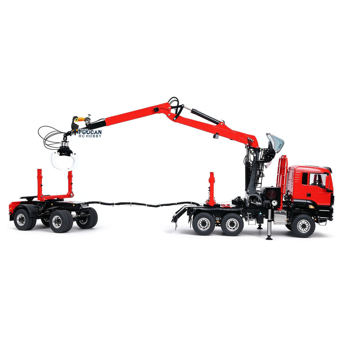 LESU 1/14 RC Logging Truck Timber Trucks Hydraulic Crane Trailer Remote Control Lorry 6x6 Metal Chassis 8CH Valves Light Sound