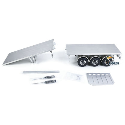 MD Metal 3Axles Flatbed Trailer Manual Support Legs for 1/14 Remote Control Tractor Truck 770S RC Digger Loader DIY Model