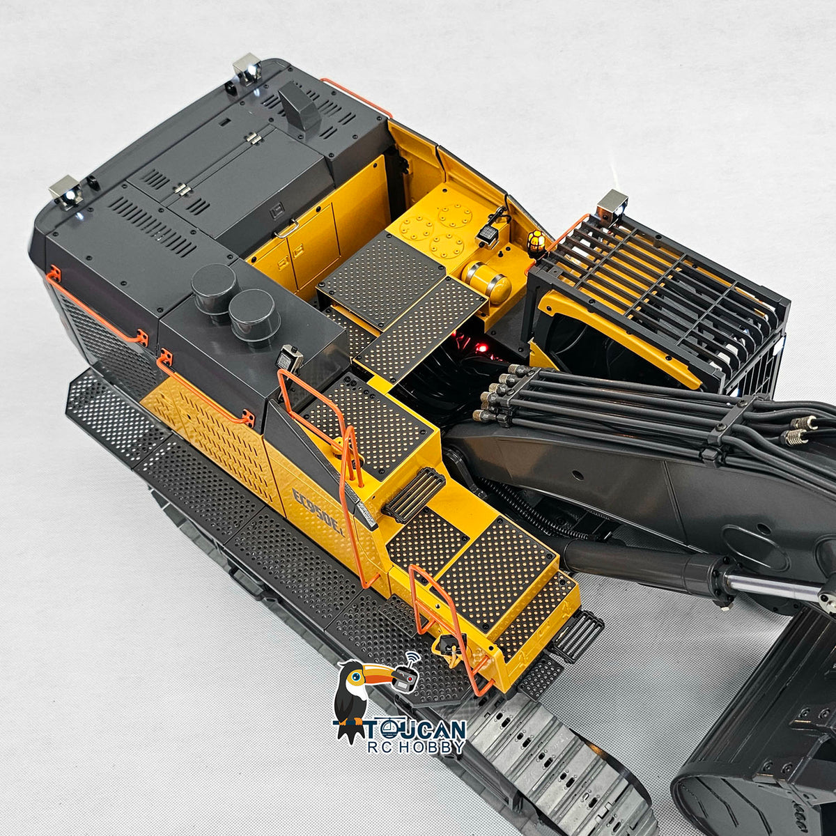 1/14 Metal RC Hydraulic Excavator EC950 Dual Pump Digger Model 8CH Valve Hydraulic Lifting Counterweight Ripper Light Sound