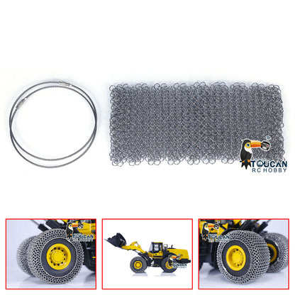 Metal Tyre Chain for 1/14 K988 ZW370 RC Hydraulic Loader