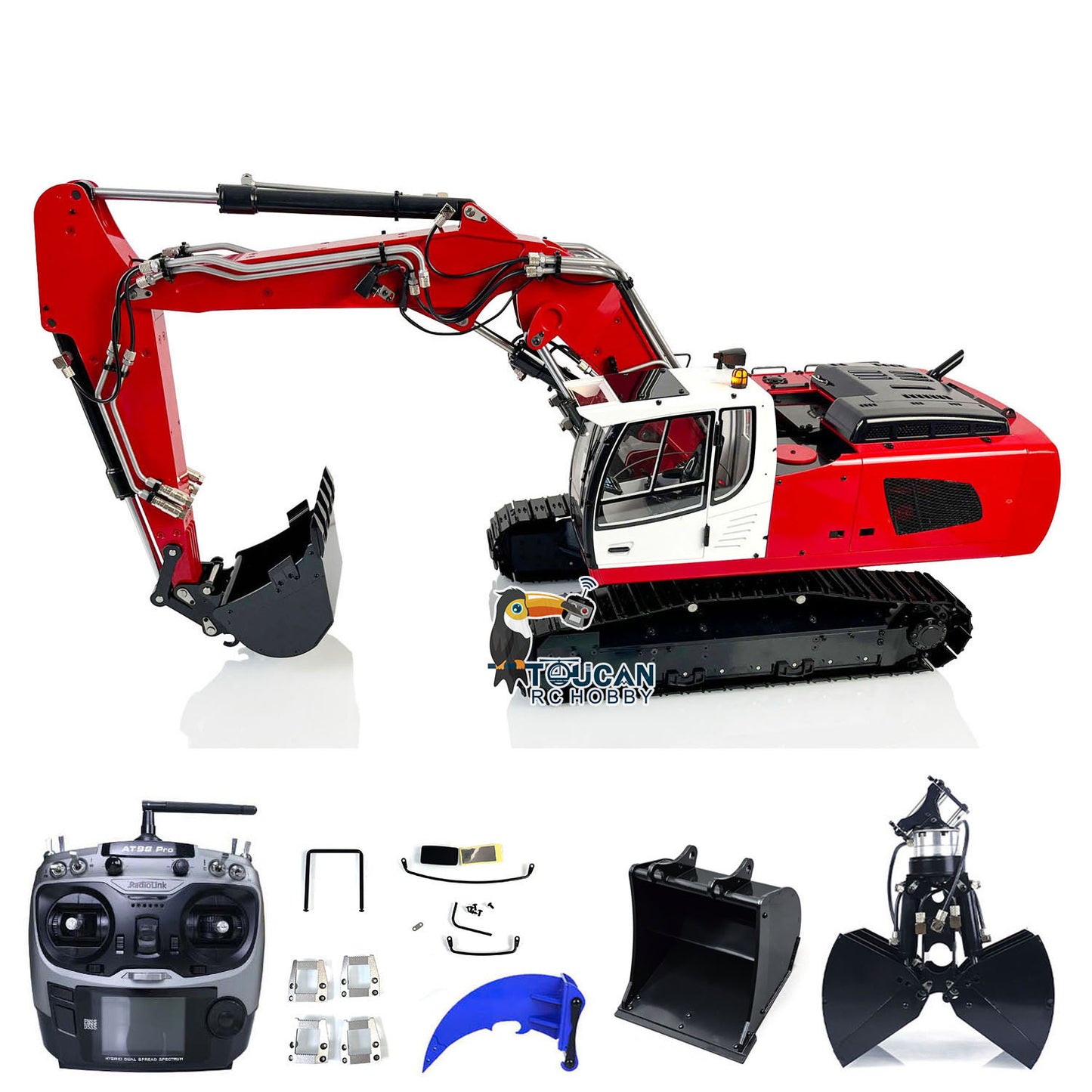 MTM 1/14 946-3 RC 3 Arms Painted Assembled Metal Hydraulic ARTR Tracked Excavator Digger With Ripper Grab Clamshell Bucket