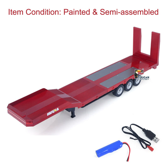 3 Axle Plastic Semi Trailer Flatbed 1502 for 1/18 Remote Control Tractor Truck HUINA 1501 RC Lorry Car Model Upgrade Parts