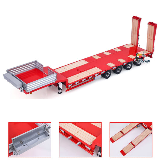 LESU Metal 1/14 RC Trailer A0054 Hydraulic Lifting Tailboard 4 Axles Steering Available for DIY RC Tractor Truck Lorry Car Model Lights
