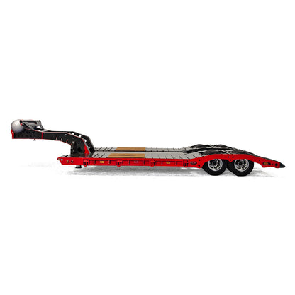 9.1Inches Width 1/14 Metal 2 Axles Gooseneck Lowboy Trailer for 1/14 Tamiya Remote Control Tractor Truck RC Vehicle Loader DIY Model Car Painted