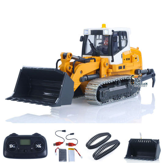 1:50 RC Electric Lifting Tracked Loader LR636 2.4G Construction Vehicle Metal Bucket Tracks Ripper RTR Model Light Sound Battery