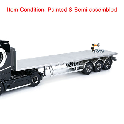 MD Metal 3Axles Flatbed Trailer Manual Support Legs for 1/14 Remote Control Tractor Truck 770S RC Digger Loader DIY Model