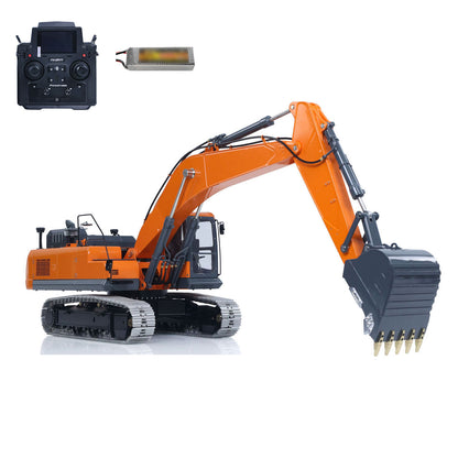 Metal LESU 1/14 Remote Control Digger Aoue DX350LC RC Hydraulic Excavator Model 3CH Valve 4MPA Pump Flysky ST8 PL18EV Lite Battery Lights