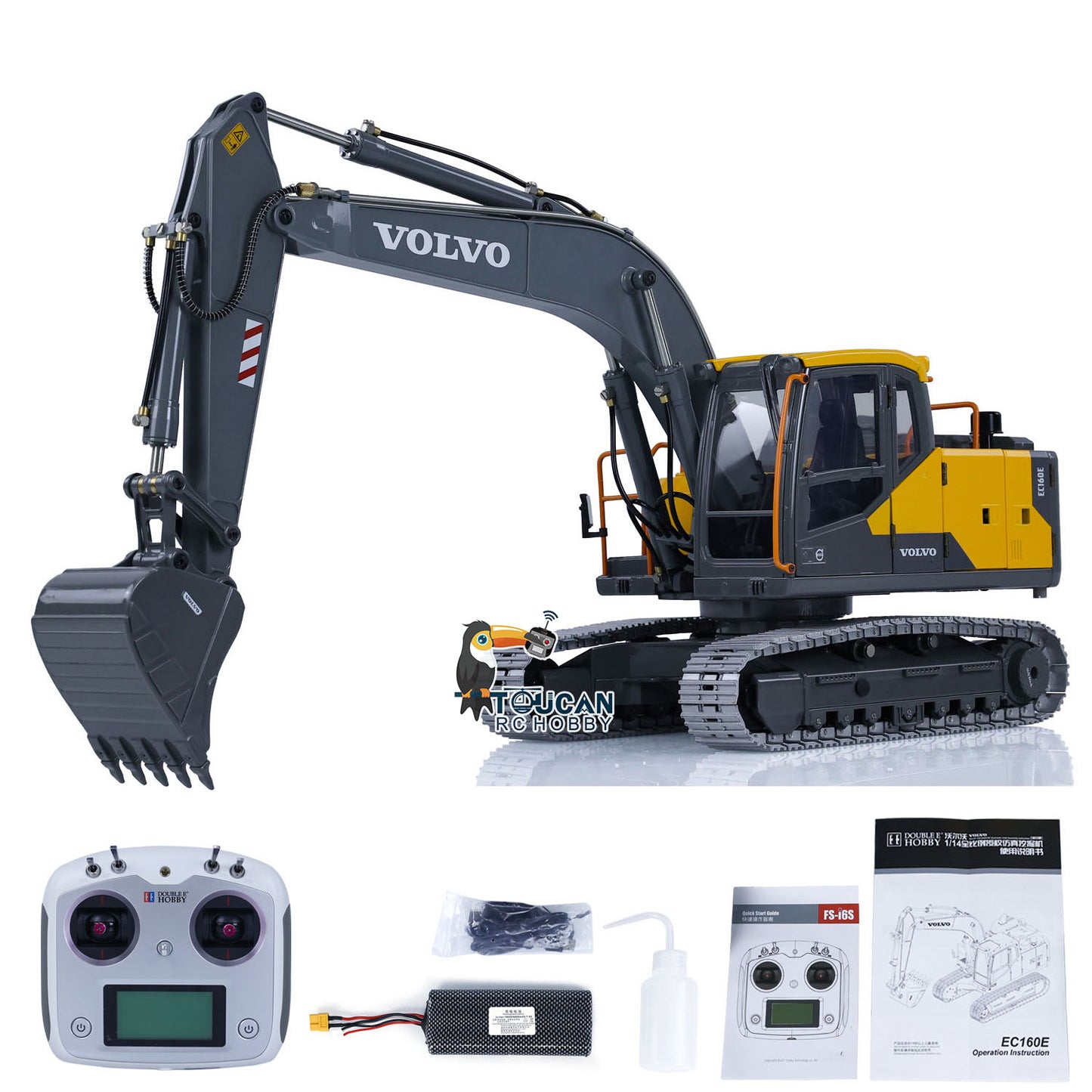 Excavateur hydraulique télécommandé Double E 1/14 Volvo EC160E E111 RTR