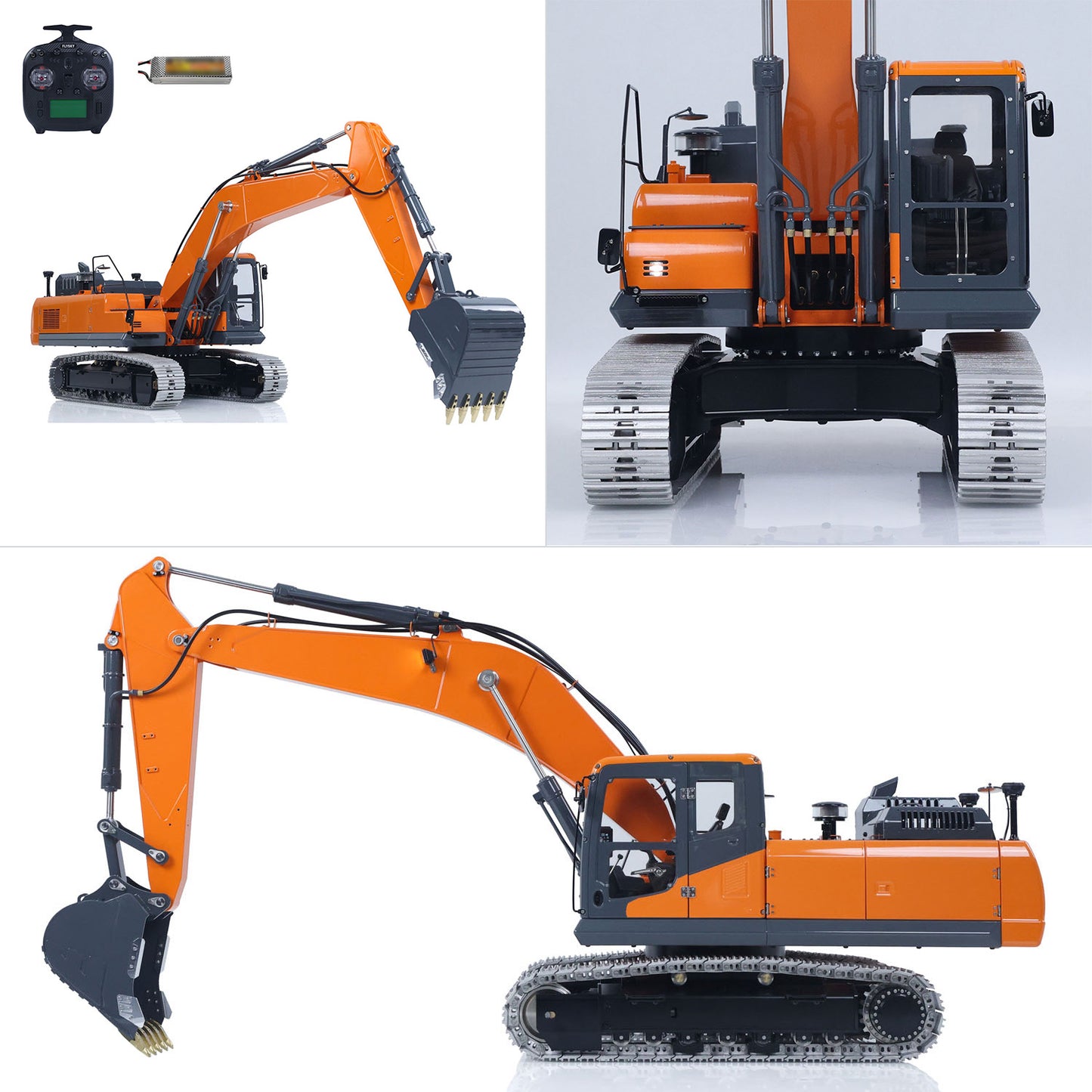 Metal LESU 1/14 Remote Control Digger Aoue DX350LC RC Hydraulic Excavator Model 3CH Valve 4MPA Pump Flysky ST8 PL18EV Lite Battery Lights