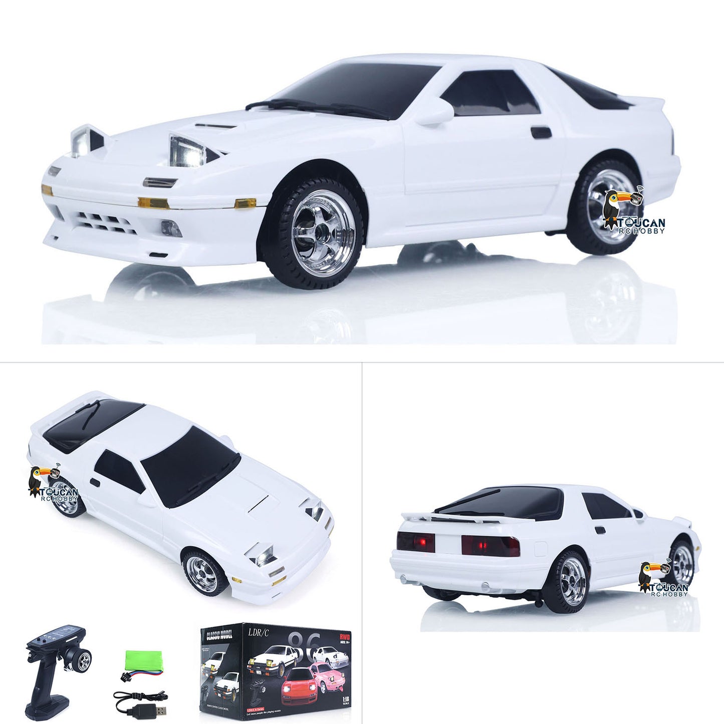 Fast Shipping LDRC 1/18 RX7 RC Racing Car RWD Gyroscope Wireless Control Drift Vehicles LD1802