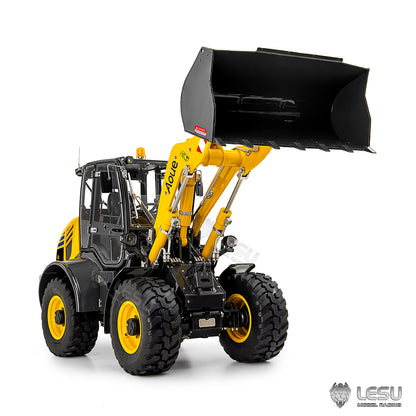 LESU 1/14 4X4 RC Hydraulic Loader Aoue WA100M-8 Metal Remote Control Construction Vehicle Model 4CH Valve Axle Lock Sound Light