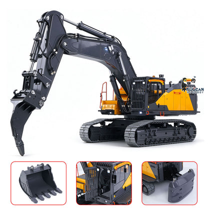1/14 Metal RC Hydraulic Excavator EC950 Dual Pump Digger Model 8CH Valve Hydraulic Lifting Counterweight Ripper Light Sound