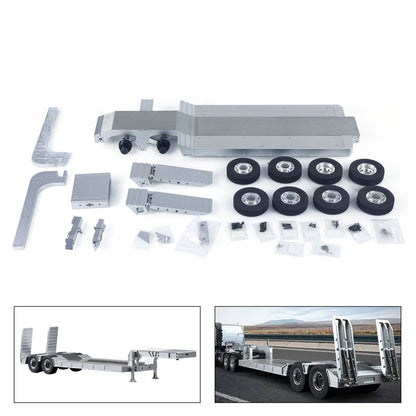 US STOCK 1/14 DoubleE Metal 2 Axels Low Trailer Flatbed E012 001 for Remote Control Tractor Truck E113 RC Lorry Car Model Upgrade Parts