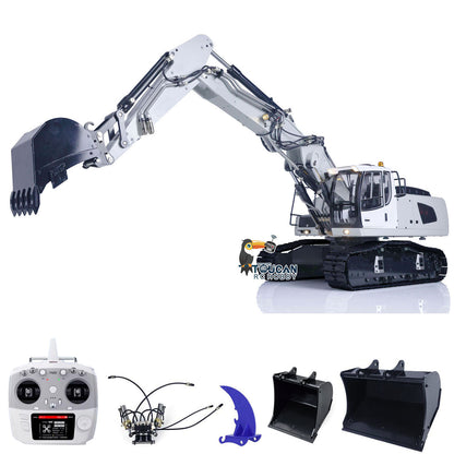 MTM 1/14 946 RC 2 bras ARTR pelle hydraulique sur chenilles en métal avec godet inclinable et grappin ripper
