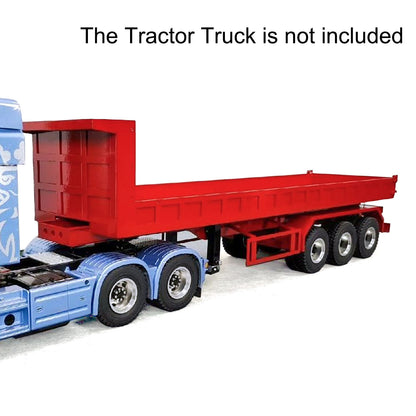 1/14 Full Metal 3Axles Remote Control Low Bed Dump Trailer Tipper Cars Electric Legs  for Tamiya LESU RC Tractor Truck No Battery and Charger