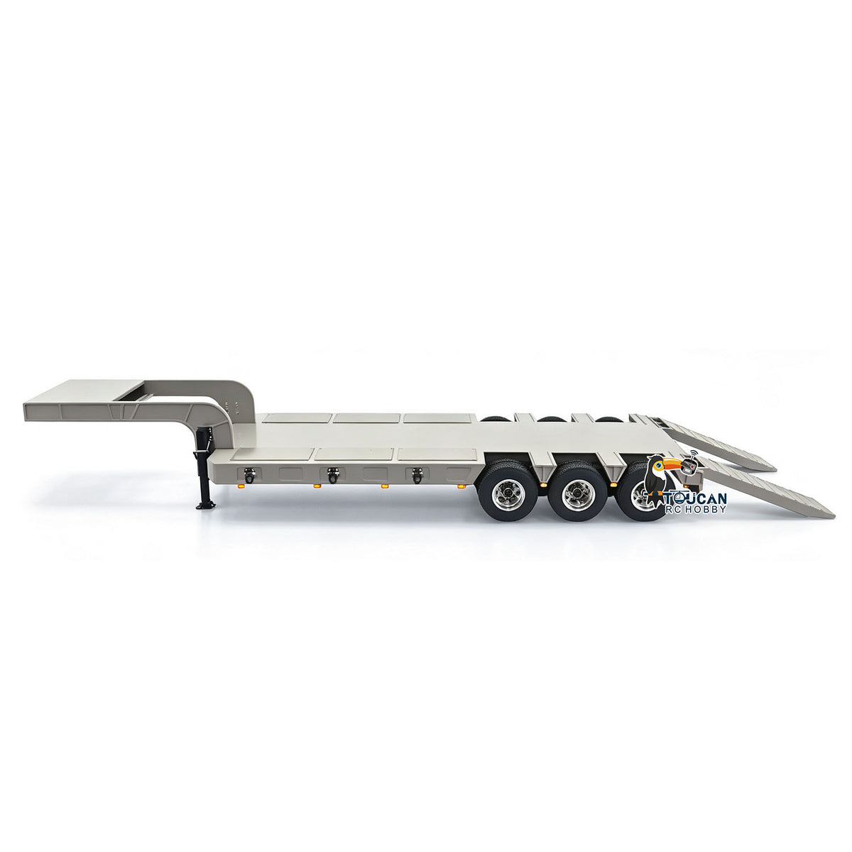 Metal 3Axles Gooseneck Low Flatbed Trailer Manual Support Legs for 1/14 Remote Control Tractor Truck 4151AK RC Lorry Car Model