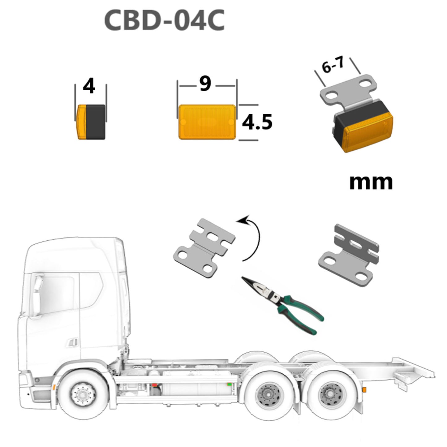 Plastic LED Clearance Lamp Side Marker Light 2.2V-3V for DIY TAMIYA 1:14 RC Tractor Truck Model 3348 FH16 Trailer Vehicle Car