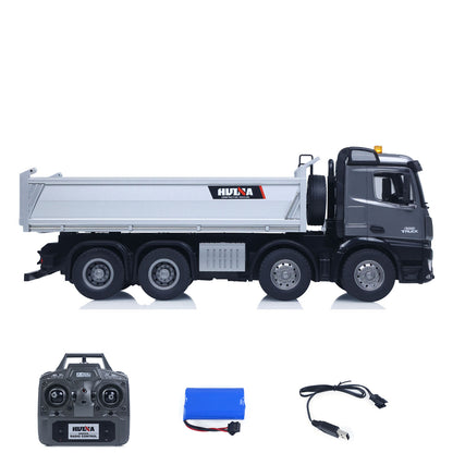 ONLY ONE US STOCK HUINA 1/14 Remote Control Dump Truck 12CH RC Tipper Finished Model Toy Gift RTR Light Sound Effects Radio USB Charging Cable