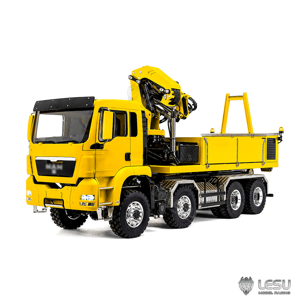 2Speed LESU 1/14 RC Hydraulic Roll on off Dumper Truck Crane Model TGS Metal 8x8 Chassis Electric Tipper 2+7CH Valve Axles Lock Lights Sound