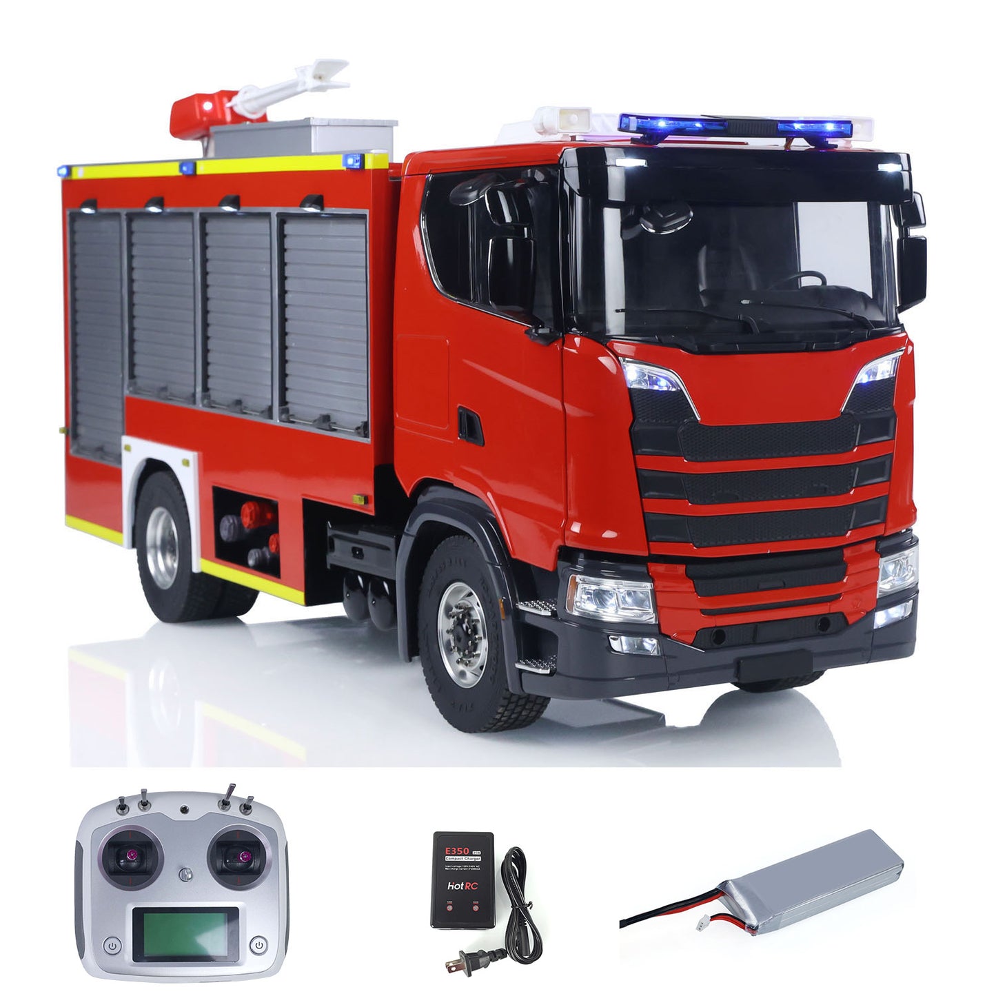 1/14 Electric Fire Truck SC 770S Remote Control Vehicle i6S Radio Metal Chassis 11.1V Battery 2Speed Gerabox Water Spraying RC Model Car