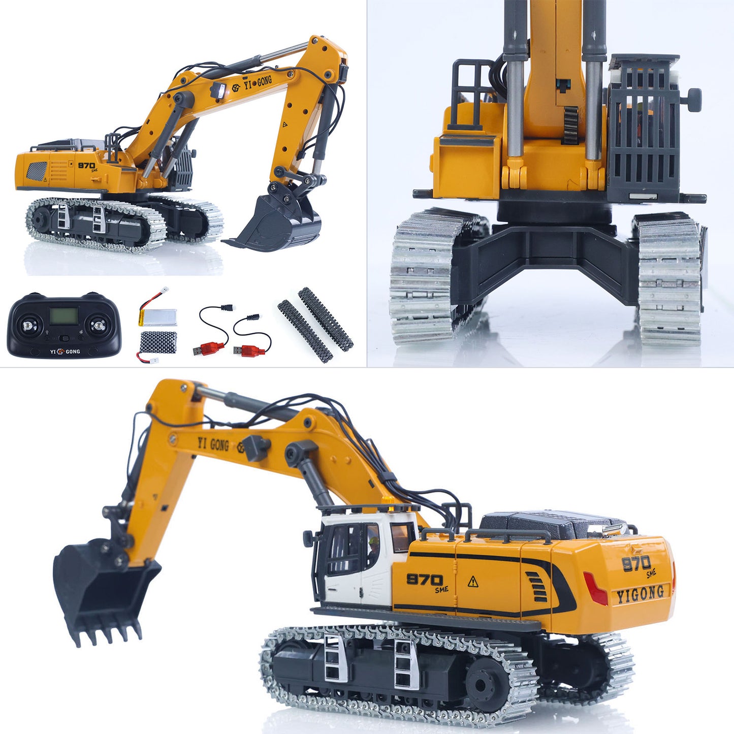 Fast Shipping 1/50 RC Excavator K970 Engineering Vehicle Remote Control Electric Lifting Digger Metal Bucket Tracks Light Sound RTR Battery